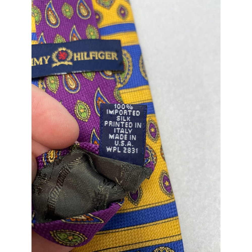 Tommy Hilfiger Mens Silk Paisley‎ Necktie Blue Yellow Purple Business Formal - Picture 5 of 5